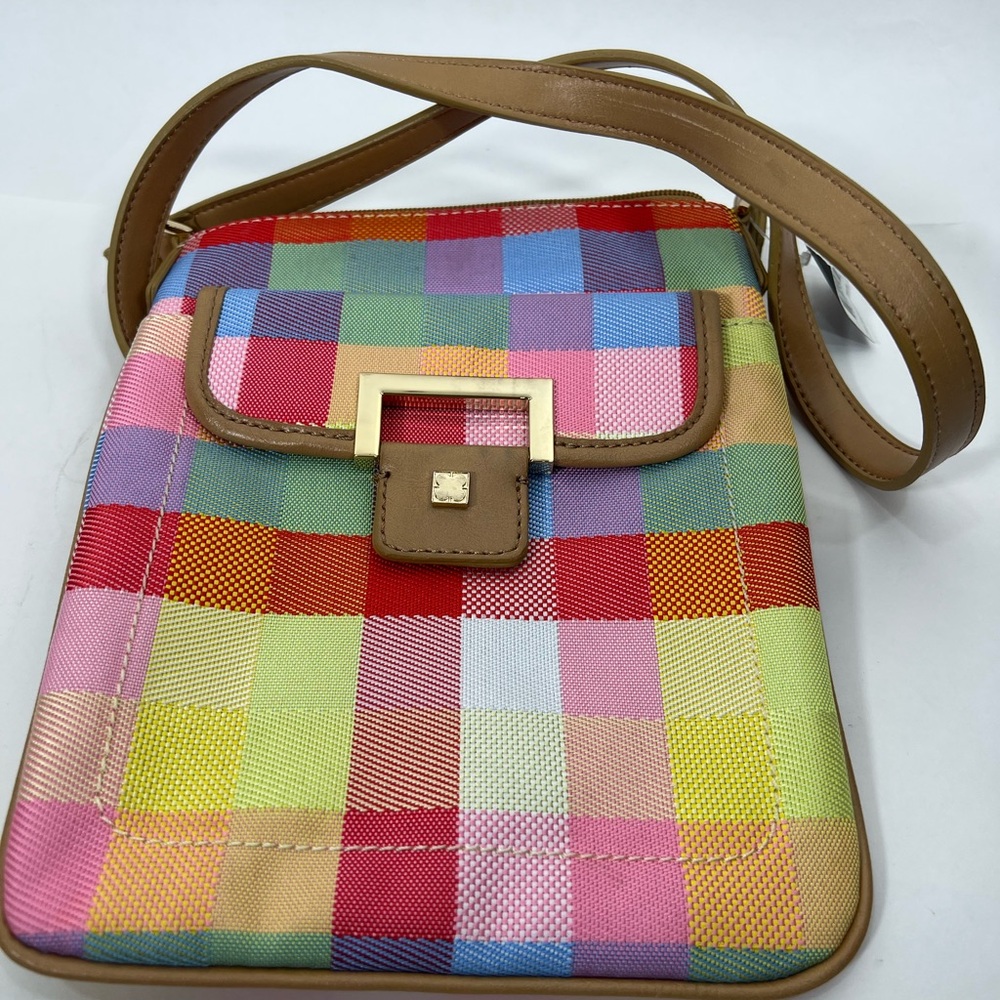 Liz Claiborne  Checkered Crossbody Bag with Tan Trim‎ - Designer Style